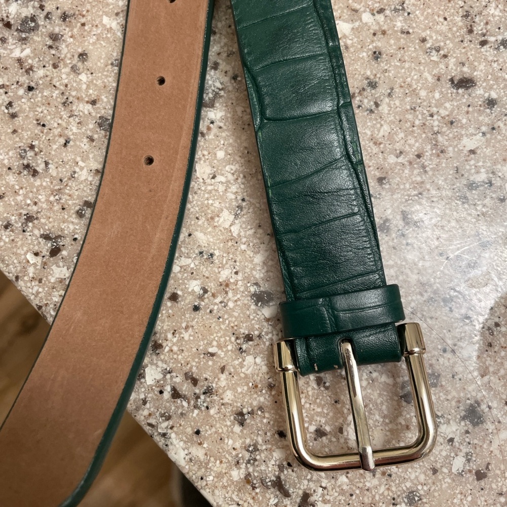 Ann Taylor Genuine Leather Croc Belt Green S